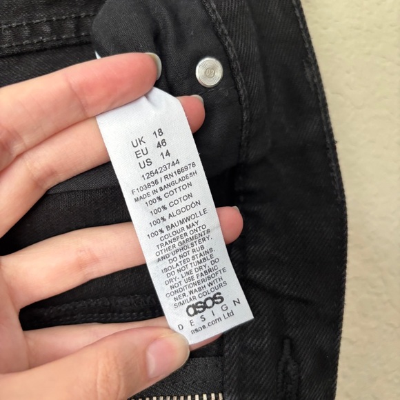 Asos 14 Tall Gray Black Rolled Hem Denim Jean Shorts - Picture 9 of 9